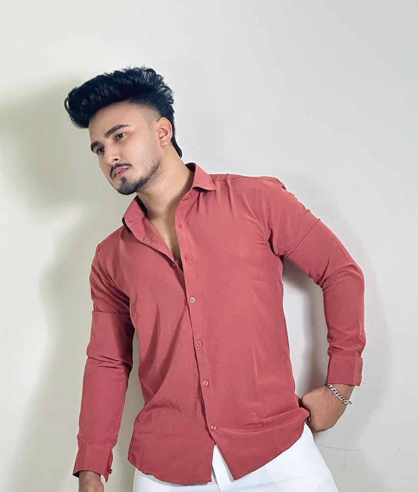 Sandy Brown Colour China Formal Shirt Crushed